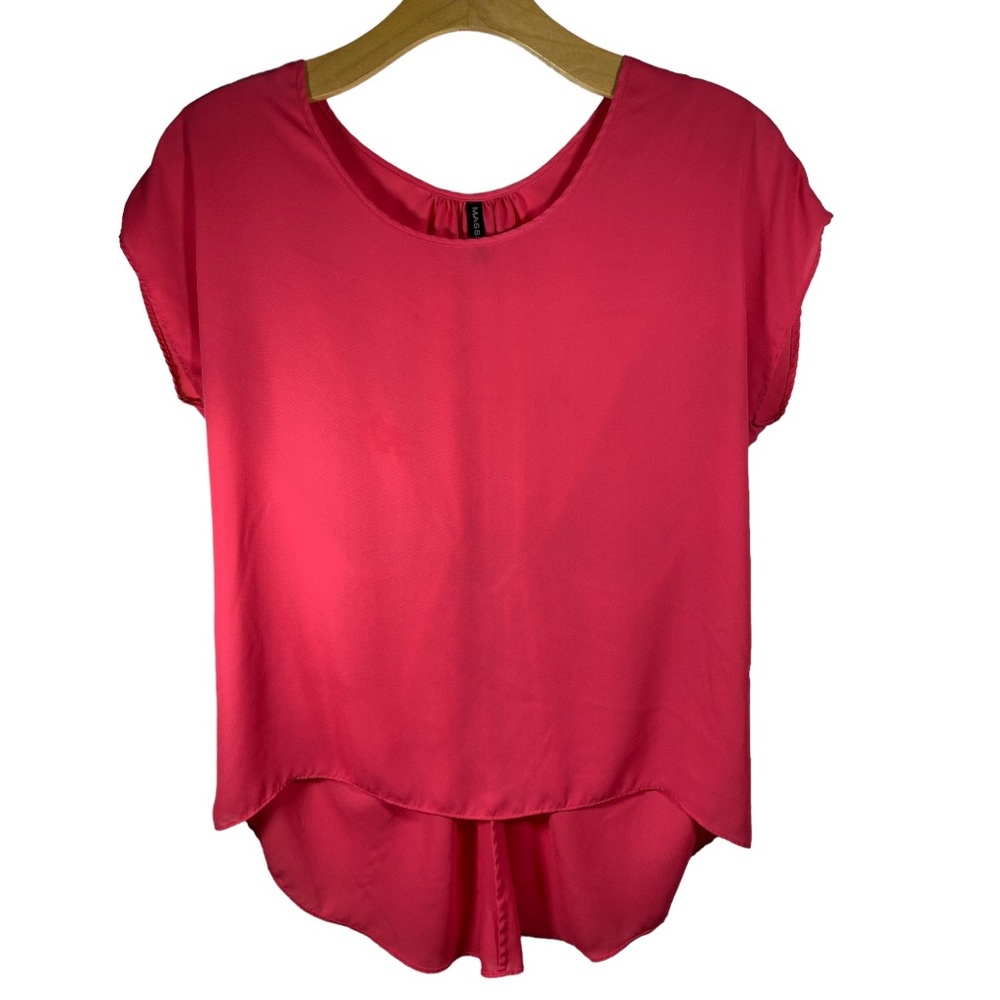 MASSINI Drop-Back Sheer Top with Cinch Bow Gathered Back Detail